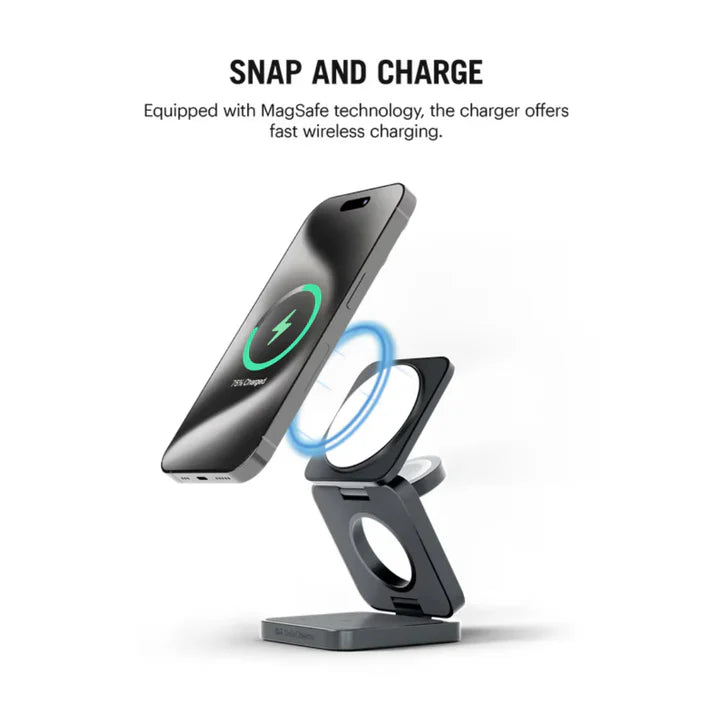 TuneFit Foldaway 3-In-1 Magnetic MagSafe Wireless Charger