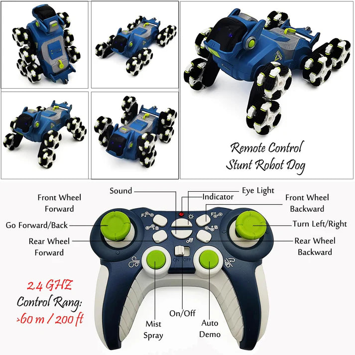 TuneFit AeroX 4K | Brushless Foldable Drone TuneFit RC Robot Dog Stunt Car – Mist Spray, Music, Lights | 2.4GHz Remote Control | Shape-Shifting | Gift for Kids (Ages 6-14)with 4K UHD Camera & 45-Min Flight Time (Copy)