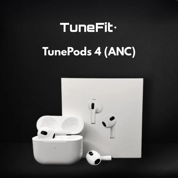 TunePods 4 – ANC, Spatial Audio, Wireless Charging, 30 Hours Battery Life | 100% Hassle-Free Warranty